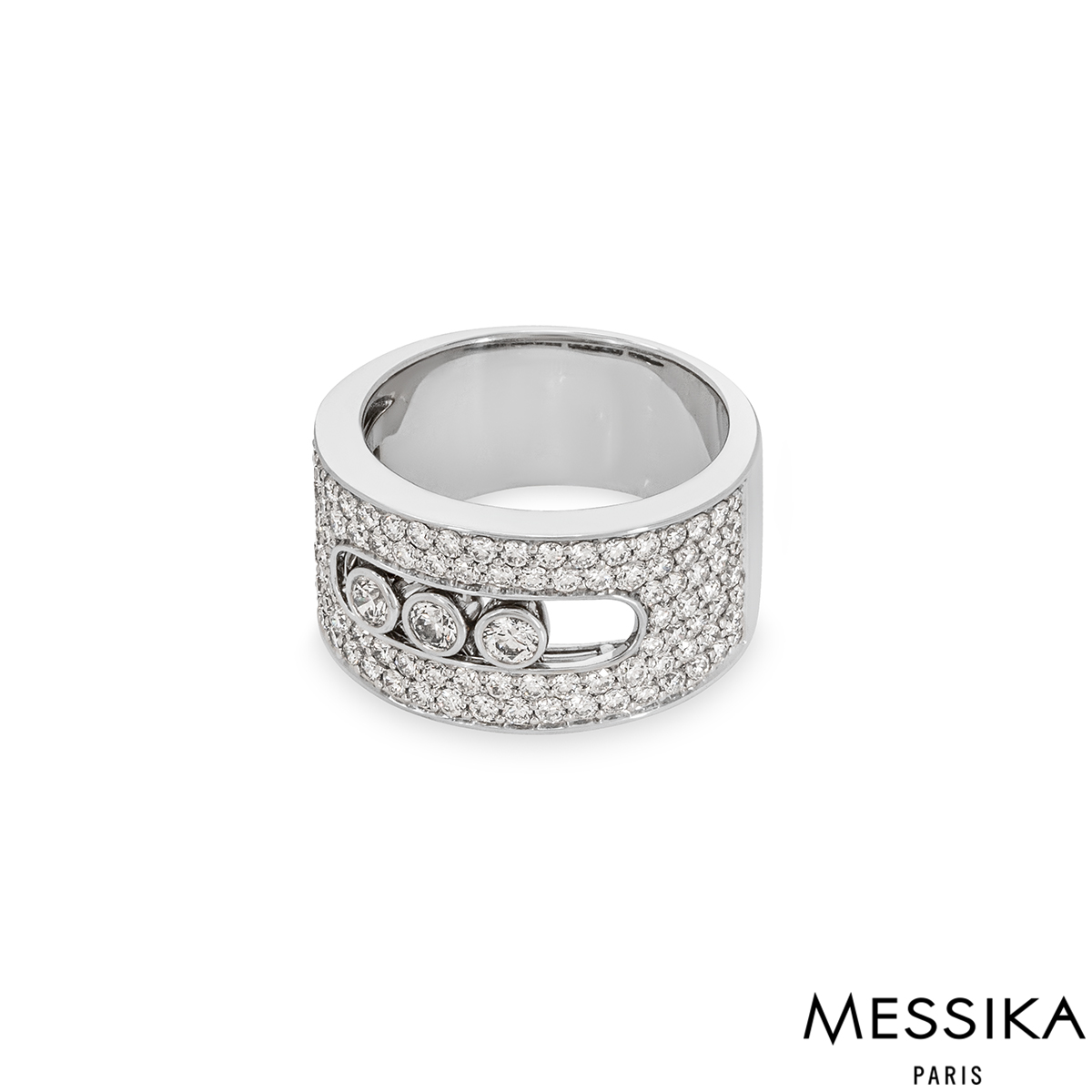 Messiska White Gold Diamond Move Noa Ring